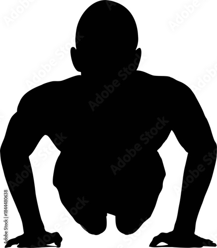 Silhouette of Man Doing Push-...