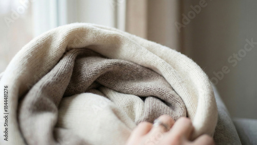 Cozy Knit Blanket Fold with Soft Natural Light