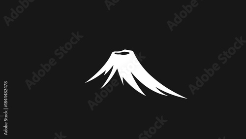 Minimalist White Mountain Peak on Black Background.