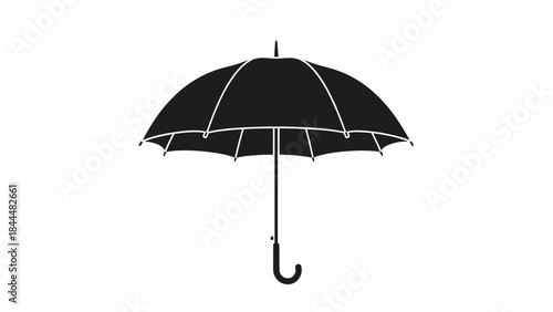Black Umbrella Silhouette Isolated on White Background.