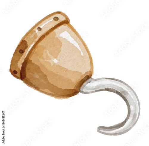 Hand painted watercolor pirate hook isolated