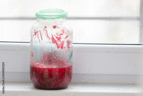a jar of red sauerkraut