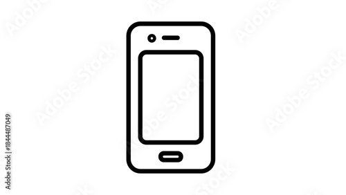 Simple Outline Icon of a Modern Smartphone Device.