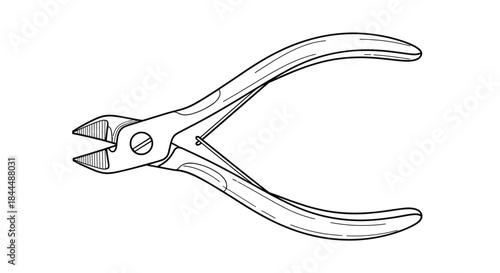 Pliers designed for cutting and gripping wires and metal parts are shown in a clean black and white line drawing illustrating a common hand tool.
