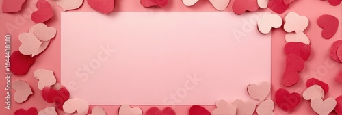 Heartfelt composition of paper cut hearts in warm colors, suitable for website backgrounds for dating services, product packaging for chocolates, or artistic expressions of love.