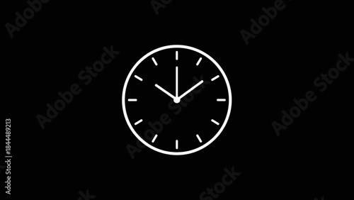 Minimalist White Clock Face on Black Background.