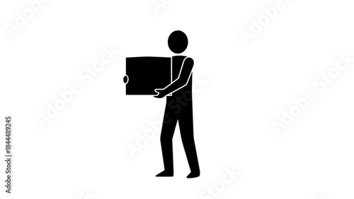 Person Carrying Box Silhouette Icon.