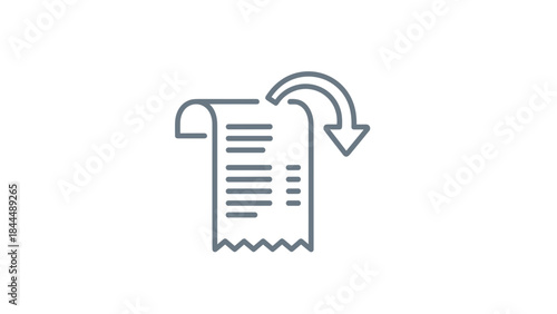 Receipt with return arrow indicating refund or exchange process.