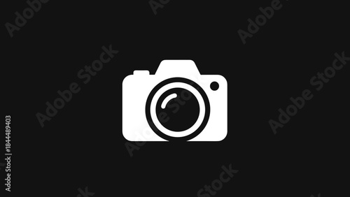 Simple white camera icon on a black background.