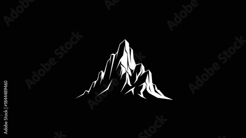 Stylized Illustration of a Jagged Mountain Peak in White Silhouette.