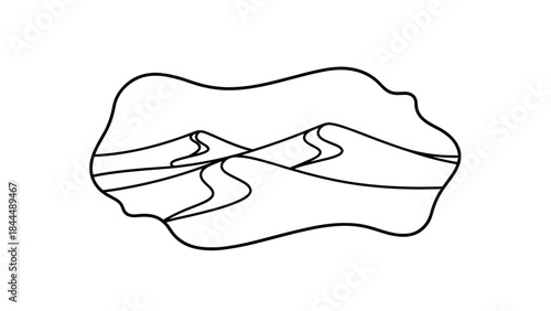 Stylized Line Art Depicting Rolling Desert Sand Dunes.