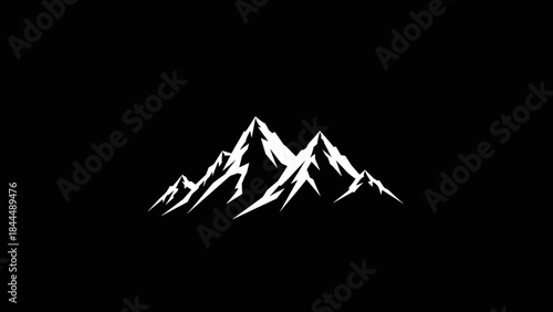 Stylized White Mountain Peaks on Black Background.