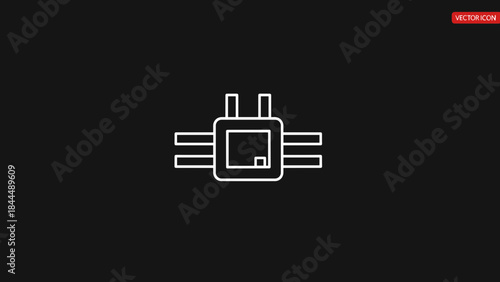 Abstract minimalist line art of a central processing unit chip.