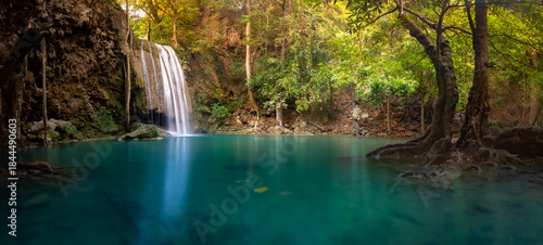 Beautiful waterfall at Erawan national park, Kanchanaburi Province in west Thailand