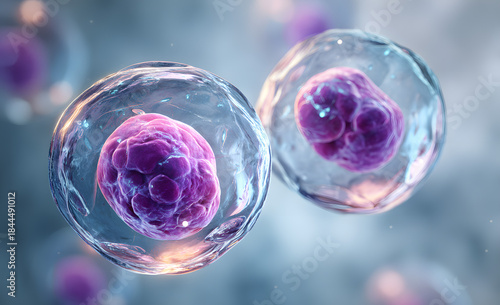 A close-up shot of two cells