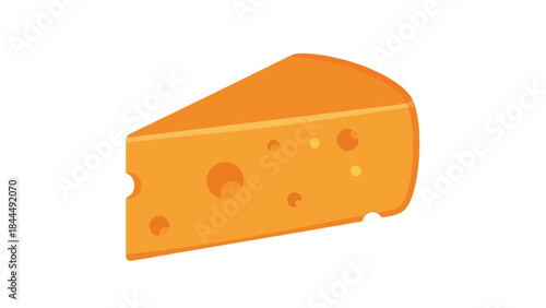 Cartoon wedge of delicious swiss cheese with holes on white background