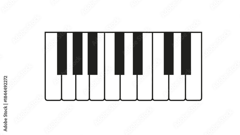 Fototapeta premium A minimalist illustration of a piano keyboard on a clean white background