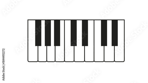 A minimalist illustration of a piano keyboard on a clean white background