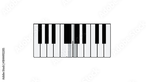 A Minimalist Design of Piano Keys Featuring a Partial Black Key Highlight