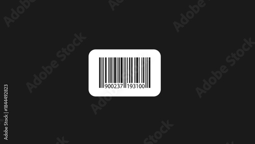 Barcode on a black background representing product identification and retail.
