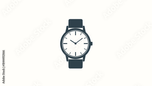 Classic Analog Wristwatch with White Face and Dark Strap.