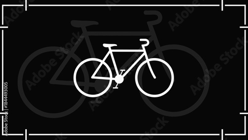 Minimalist white bicycle silhouette on a dark background.