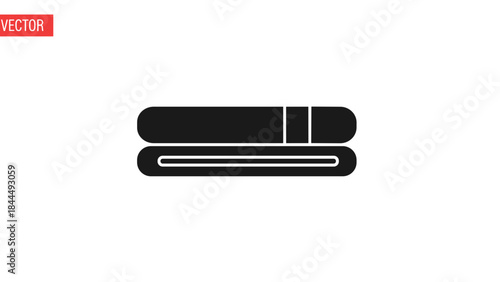 Simple Black Progress Bar Icon with White Outline.