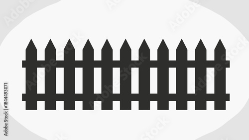 Simple Black Silhouette of a Wooden Picket Fence.