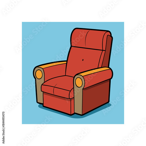 Illustration of a red upholstered armchair on transparent background