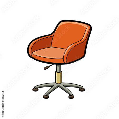 Illustration of an orange swivel office chair on transparent background