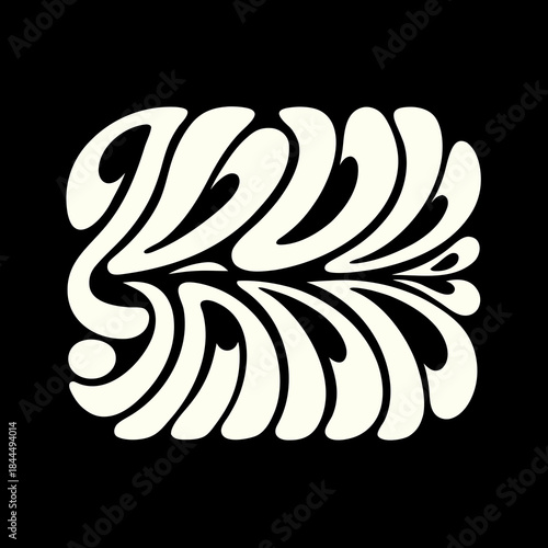 Creamy white abstract organic shapes on black background