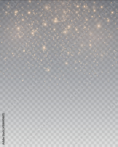 Gold Sparkle Light Particles Overlay on Transparent Background