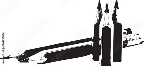 Sharpened pencils create bold black strokes