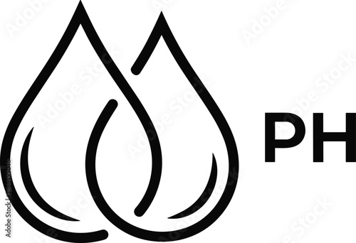 Water pH level icon illustration, acidity alkalinity testing concept, liquid drops symbol, chemical analysis graphic, quality measurement, laboratory science design