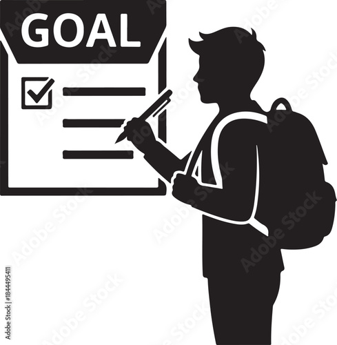 Student checking off a completed goal list