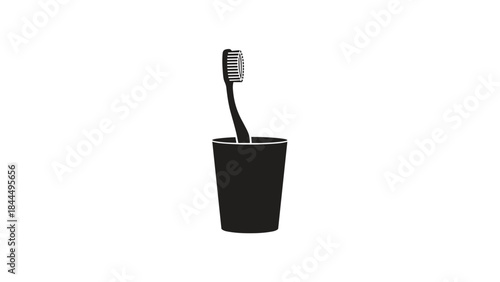 Black toothbrush in a cup simple and clean design.