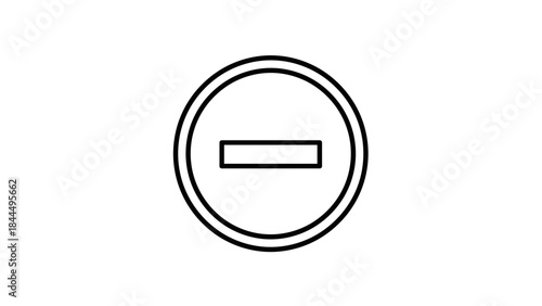 Simple Black and White Minus Sign Icon in a Circle.