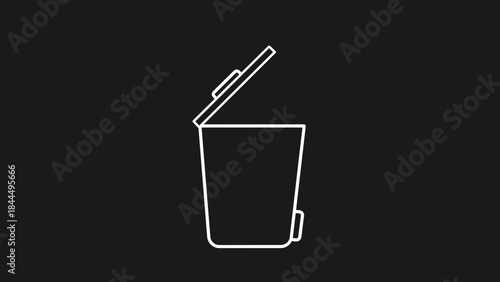 Simple Outline Icon of an Open Trash Can.