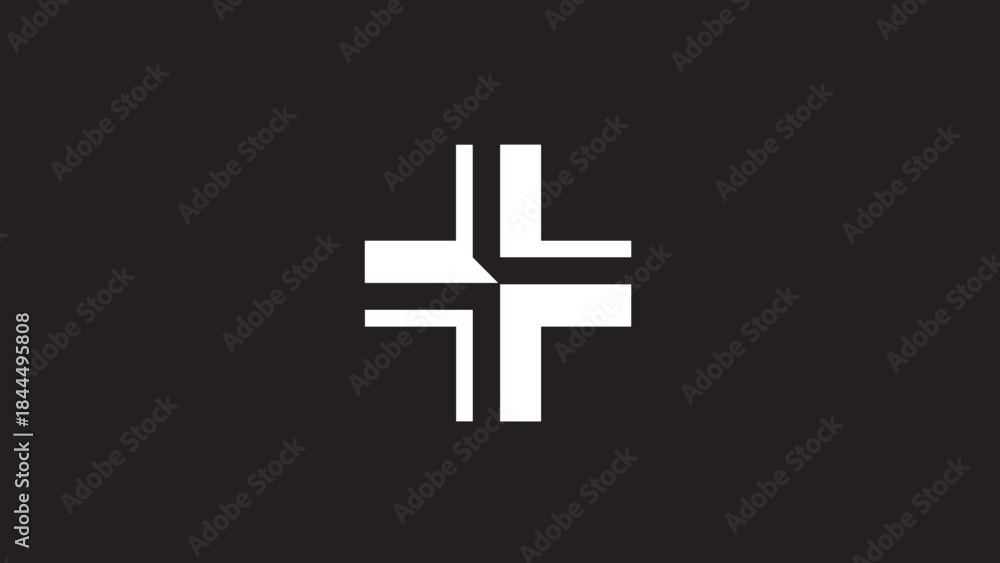 Obraz premium Abstract white cross symbol on a dark background.