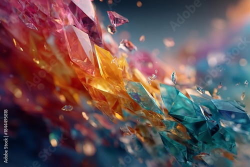 Vibrant Geometric Fragments Create a Colorful Explosion of Light and Texture Generative AI
