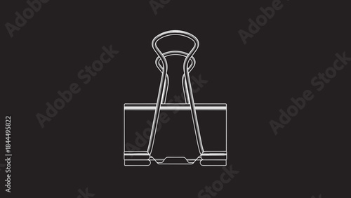 Minimalist illustration of a binder clip on a dark background.