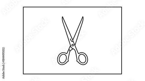 Simple Line Art Illustration of Open Scissors.