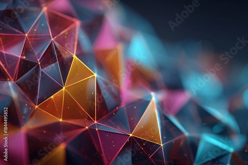 Colorful Poly Triangle Grid Creates a Dynamic Tech Background for Digital Design Generative AI