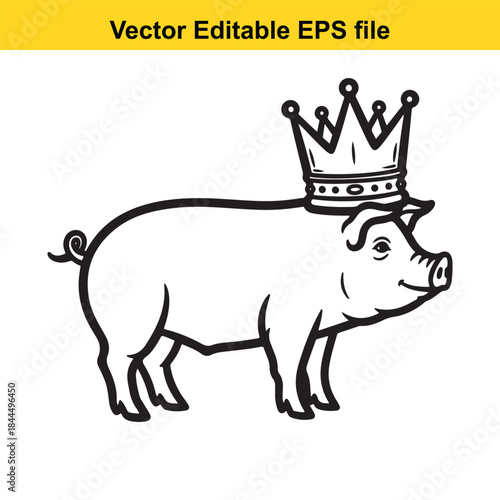 Cartoon pig wearing a crown