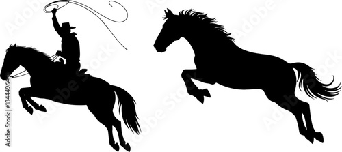 Cowboy Riding Horse Silhouette Vector