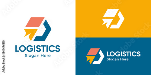 Simple logistics logo template. Modern delivery service logo design vector illustration.