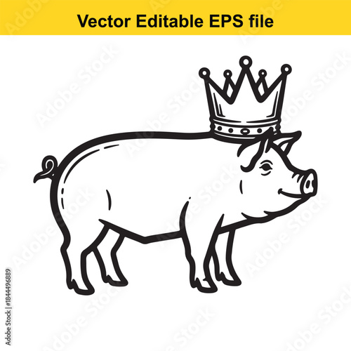Pig wearing a crown