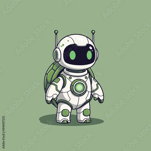 Cute robot turtle character illustration.