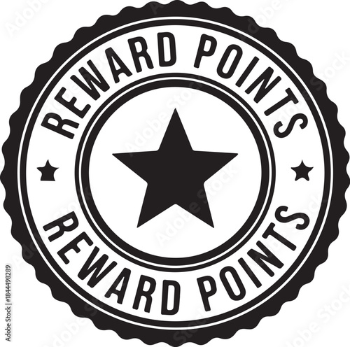 Black reward points stamp with star icon