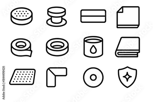 Home Surface Protectors. Home Surface Safeguards linear set: felt glide pad, protective resin cup, anti-scuff strip, soft backing tile, guard tape roll, foam bumper ring, surface